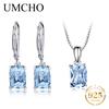Genuine 925 Sterling Silver Sky Blue Topaz Jewelry Set