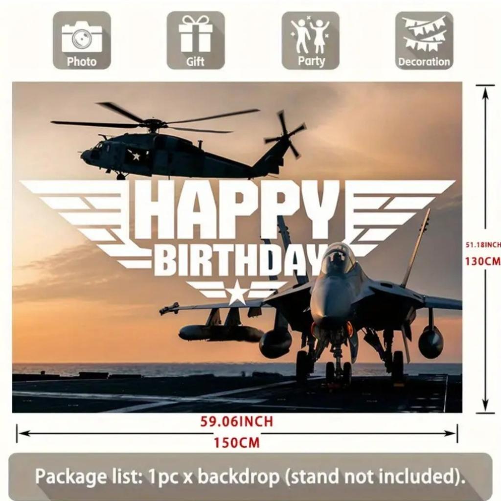 2D plane 1-piece background cloth for a military fighter jet birthday party for the birthday party