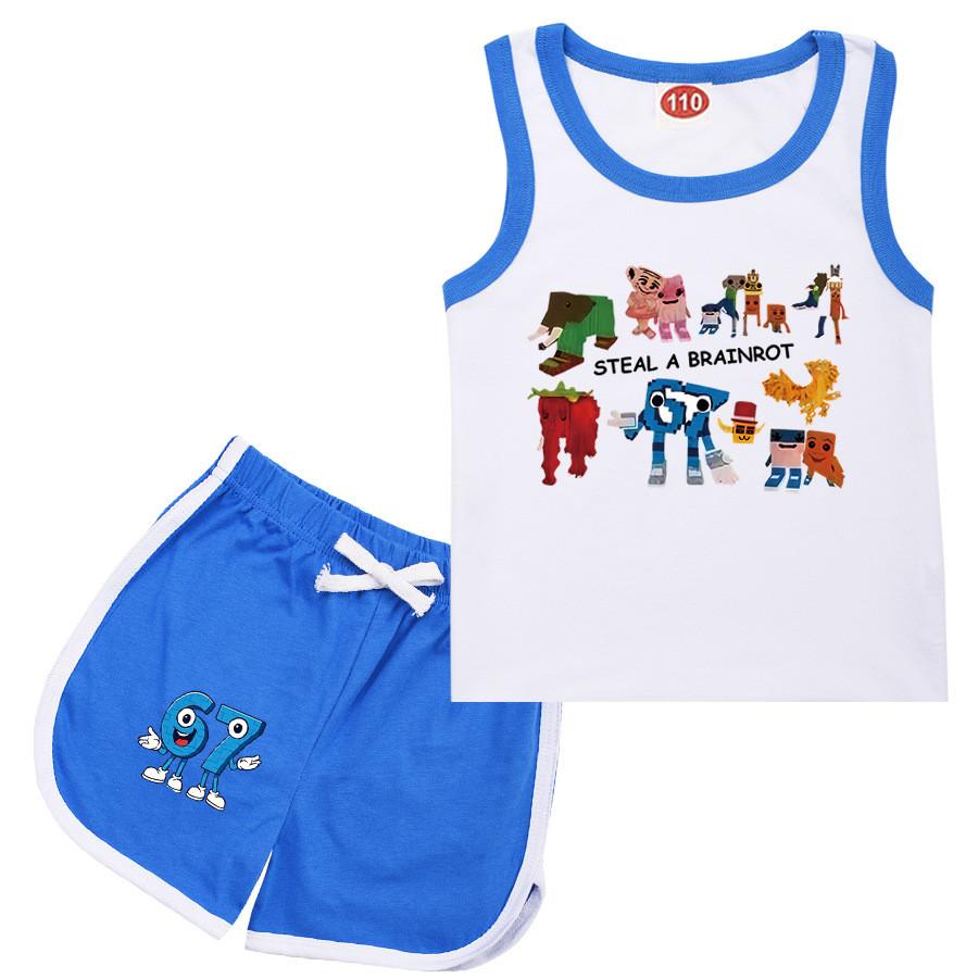 9191 Детские Крадут Мозговую Гниль 67 Принт Топ Брюки Спортивный Костюм Комплекты