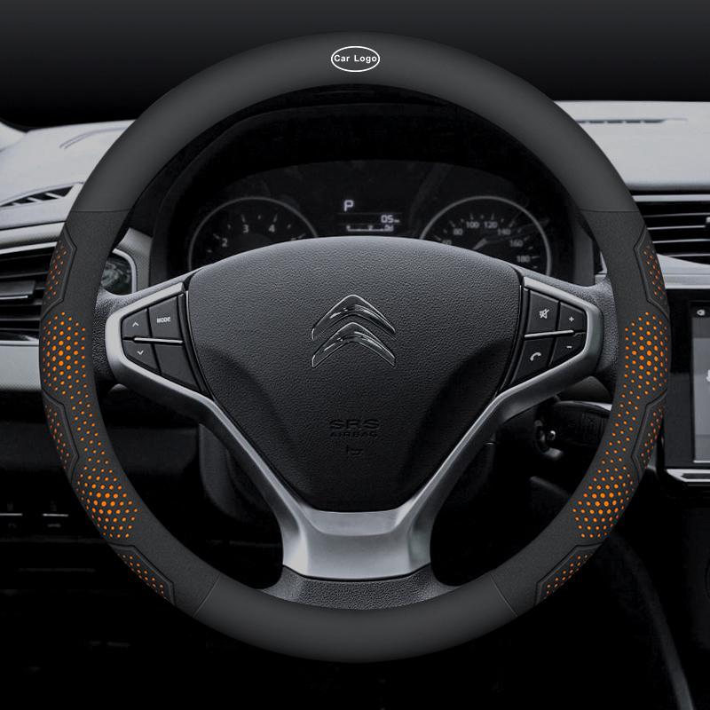 Для Citroen C1 C2 C3 C4 C5 C6 C7 C8 VTS Автомобильная дышащая и противоскользящая крышка рулевого колеса из замши, углеродного волокна и кожи