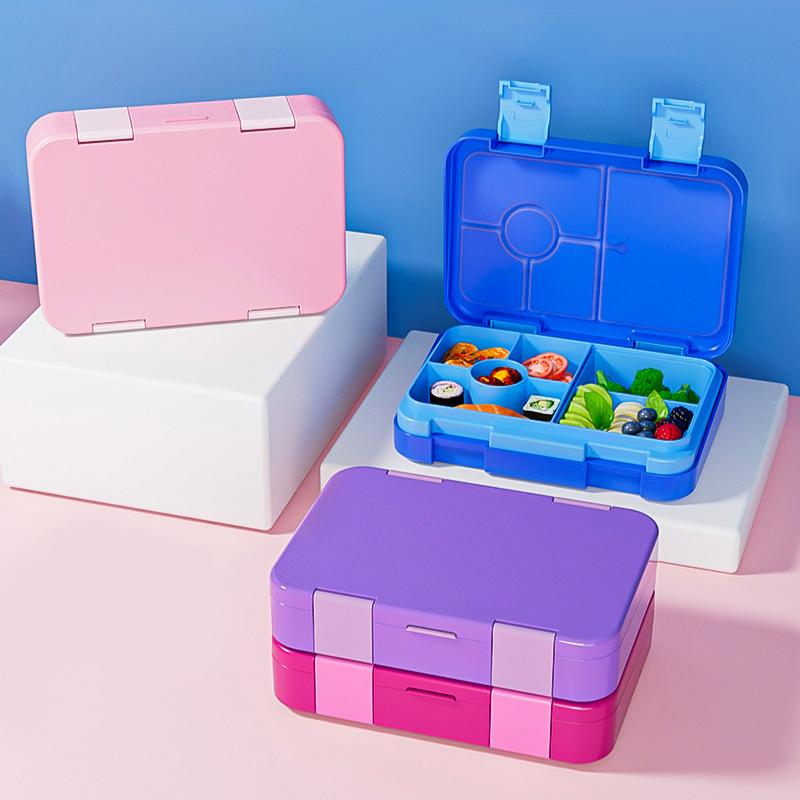 Double Button Lunch Box for Kids Students School Compartment Leakproof Meal Prep Containers Portable Microwave Oven Bento Boxes