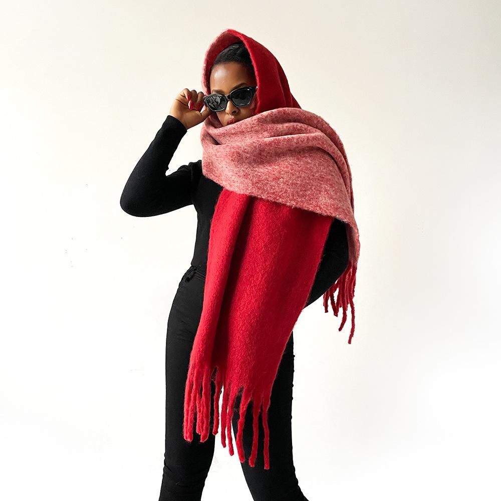 Autumn and Winter New Maillard Imitation Cashmere Plaid Scarf Women's Winter High Sense Versatile Shawl Thickened, Warm Circumference