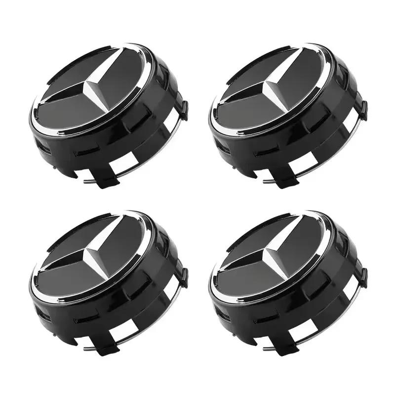 New 4pcs 75mm  For Mercedes Benz Black Red Raised Car Styling Wheel Center Cap Hub Covers Badge Car Accessories AMG A00040009001
