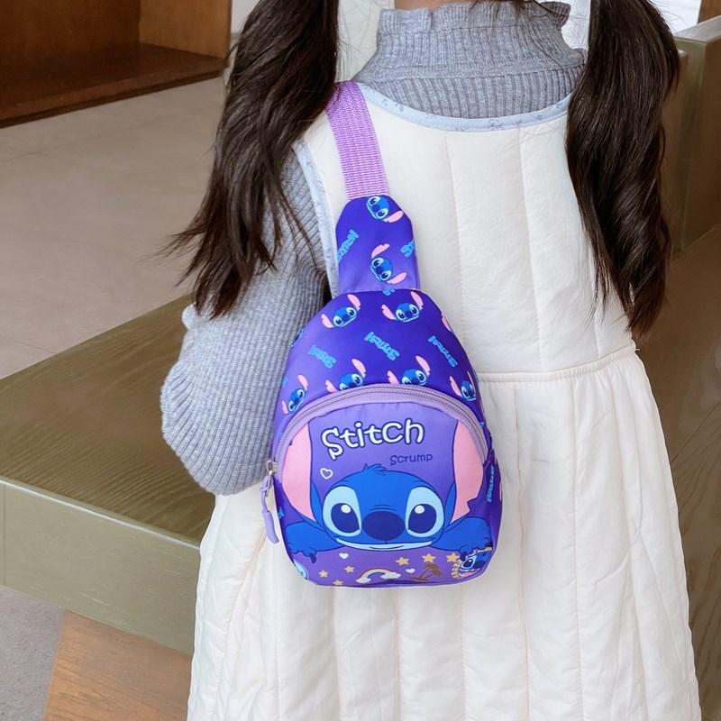 Disney Children's Bags Children's Outdoor Crossbody Bag Cartoon Kindergarten Cute Chest Bag Stitch Coin Accessory Bag