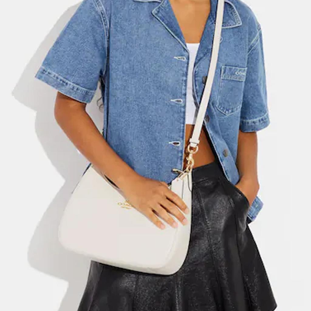 New COACH Hobo Cow Leather Crescent Bag, Handbag, Shoulder Bag Women's White CJ517-IMCHK