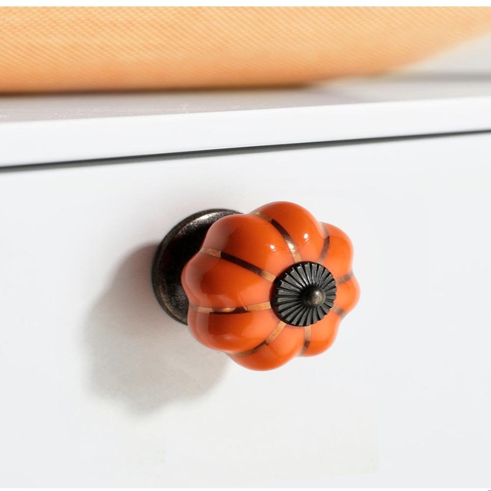 Винтажный керамический шкаф с шурупами, фурнитура для ящиков в виде тыквы, ручка для выдвижных ящиков, дверная ручка
