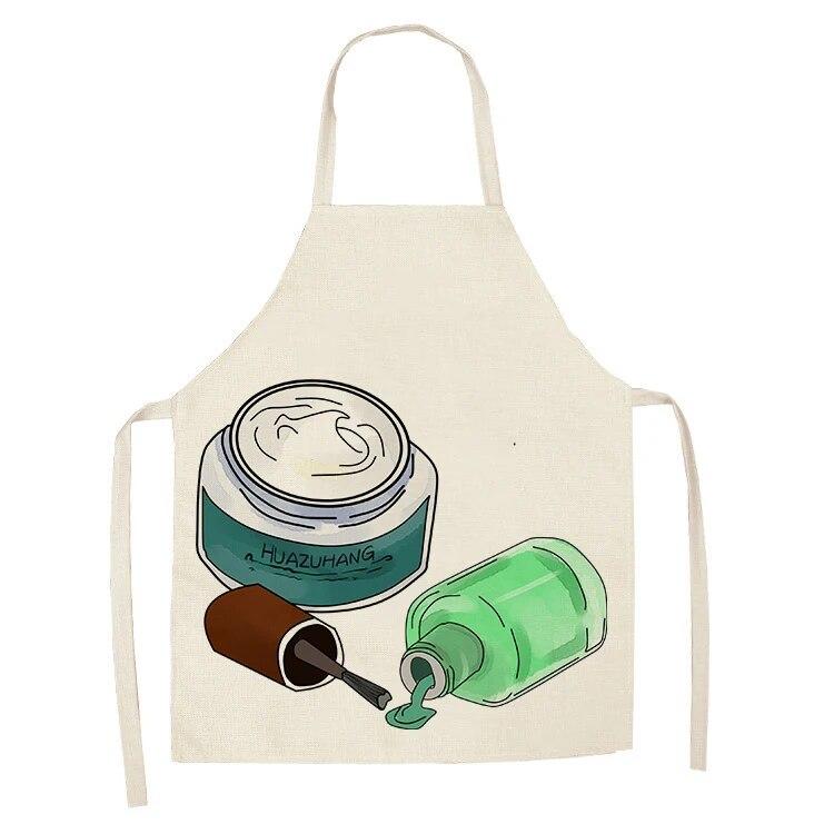 Sleeveless Linen Apron Men and Women Household Cleaning Tools Apron Nail Polish Ladies Perfume Printing Kitchen Apron