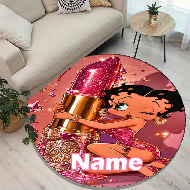 Custom Name Personalized Betty Boop Print Round Rug, Versatile Home Decor Carpet, for Playroom, Apartment, Balcony, Entryway, Hallway Gift