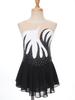 Girls Color Block Sheer Mesh Patchwork Dress Sleeveless Shiny Rhinestone Design Figure Skating Performance Gown