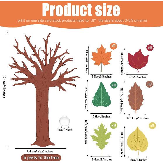 78 Pieces Classroom Tree Bulletin Board Set Autumn Thanksgiving Fall Tree Bulletin Board Decorations Fall Tree Cutout Maple Leaves Cutout for