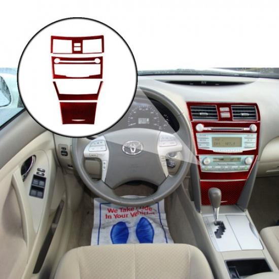 Центральная консоль из красного углеродного волокна с крышкой для CD-плеера для Toyota Camry 2007-11