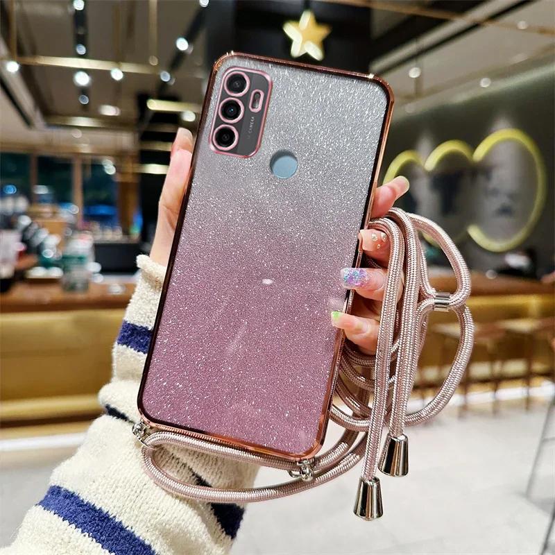 Блестящий силиконовый чехол-шнурок с блестками для OPPO A16 A16S A17 A54S A53S 4G A91 A5 A8 A9 A31 A53 2020 Reno 12 11 Pro 11F
