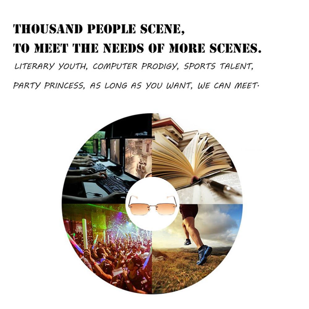 Rimless Square Sunglasses for Women Small Rectangle Street Shoot Eyewear for Women