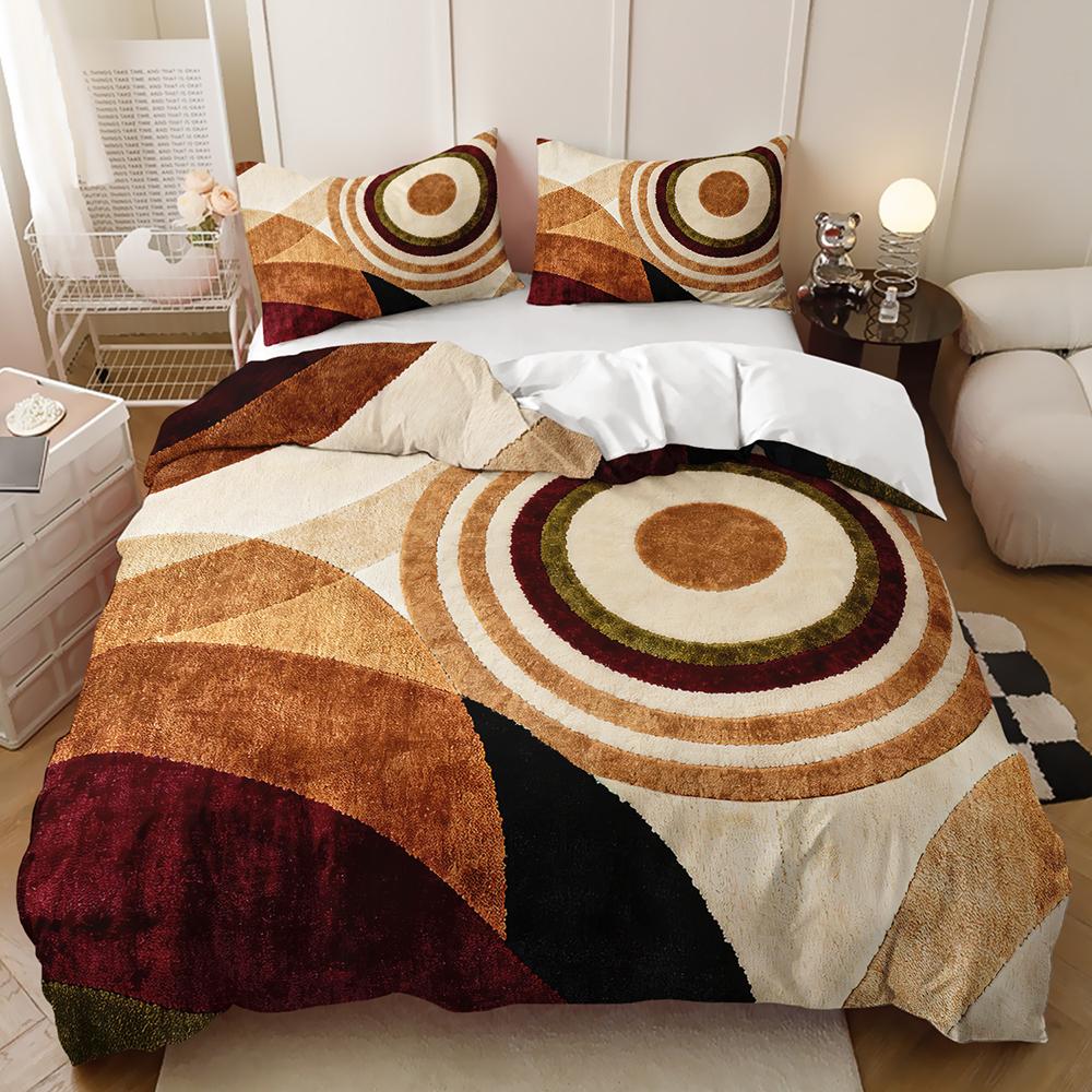 Minimalist Geometric Digital Printed Bedding Set Triangle Circle Stripe Pattern Soft Breathable Duvet Cover Bedroom Home
