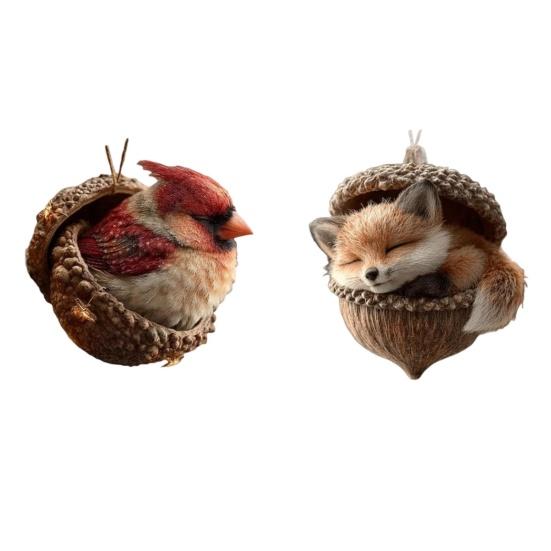 Лесные животные Желуди Украшения Акриловые Милые Рождественские елки Подвесные украшения Деревенский домашний декор Праздничный подарок для любителей животных