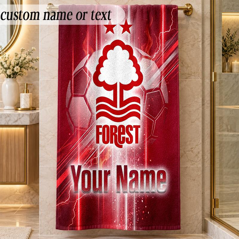 Beach TowelNottingham Forest FC Custom Name Text Personalized Soft Towel for Beach Pool Indoor Home Decor Gift