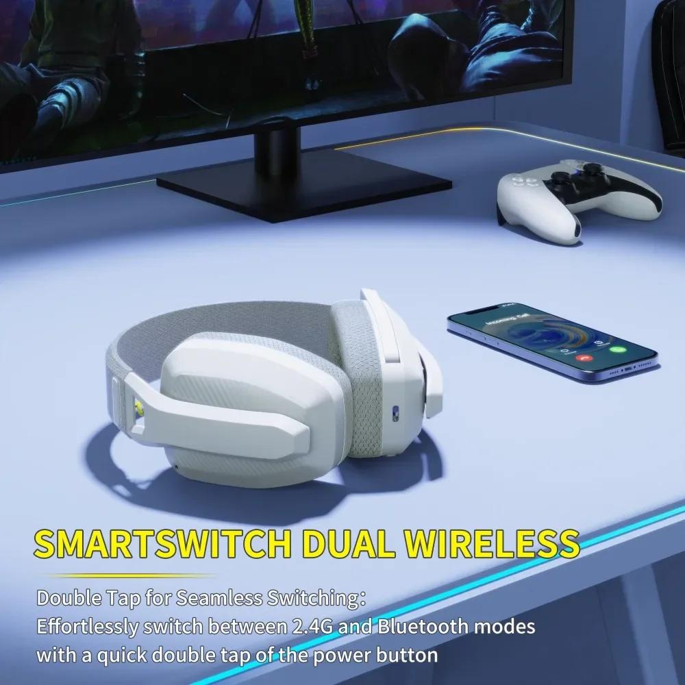 BINNUNE BW06 Беспроводная игровая гарнитура 2,4 ГГц Bluetooth с микрофоном для PS5 PS4 PC Mac Playstation Беспроводная игровая гарнитура с микрофоном
