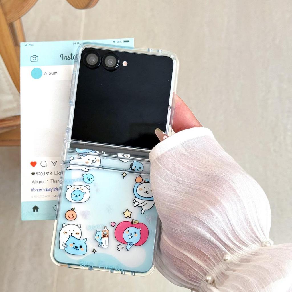 Цветочный чехол в корейском стиле для Samsung Z Flip7, защищенный от падений, для женщин - Подходит для Z Flip6, Flip3, складного экрана, креативный дизайн