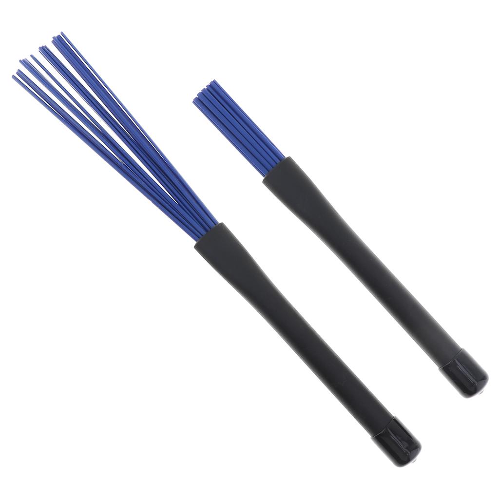 2шт выдвижные черные жесткие резиновые ручки щетки для джазовых барабанов палочки синий нейлон