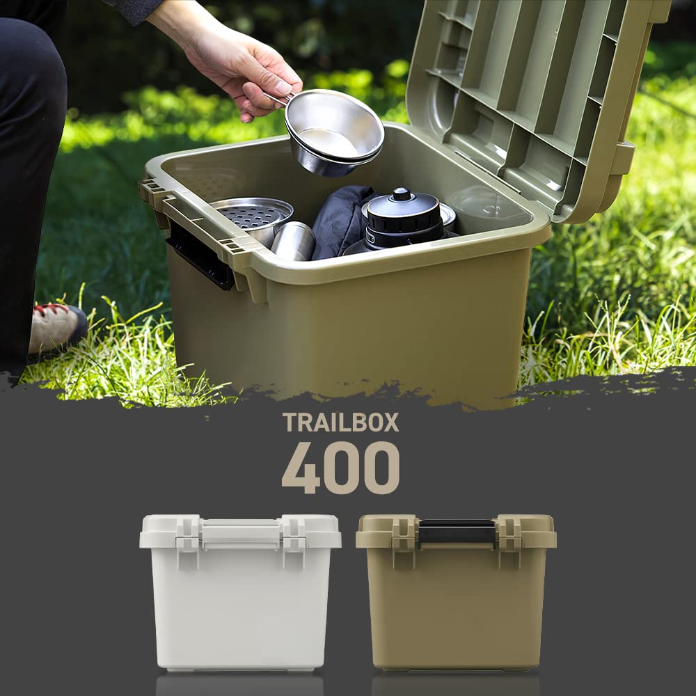 Iris Ohyama Storage Box Container Storage Case Camping Equipment Outdoor Storage TRAILBOX 400 28L Khaki TRB-400