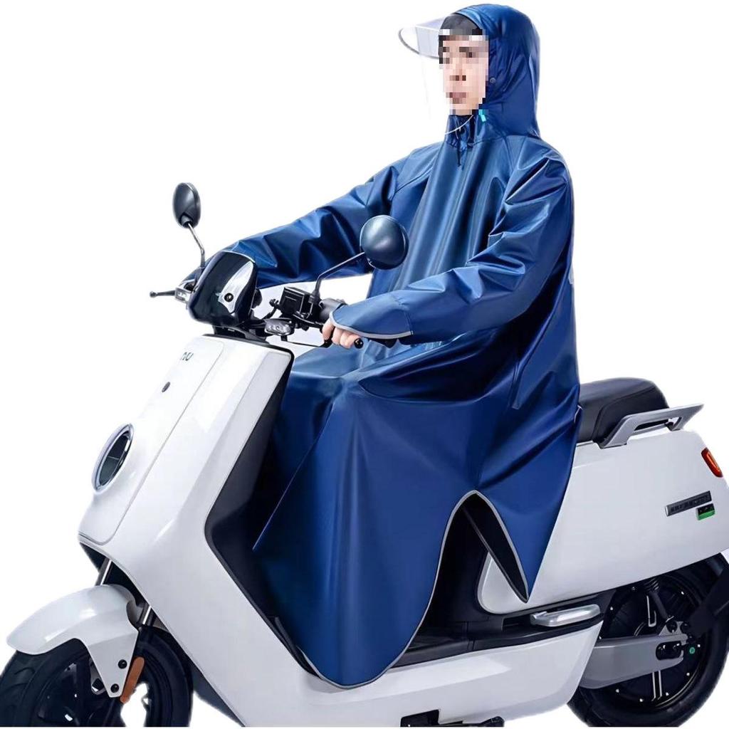 Очень длинный, с толстыми рукавами дождевик для электросамоката, с чехлом для ног и двойным козырьком, унисекс, штормоустойчивый для одиночной езды