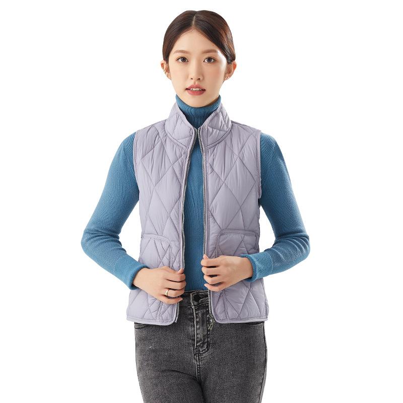 Women's Spring and Autumn Short Student Casual Vest Light Practical Pocket Comfortable Women's Zipper Vest