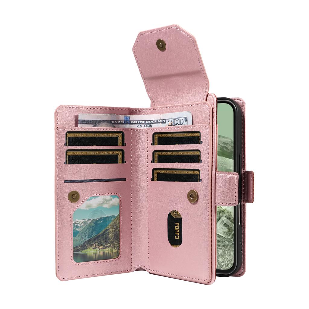 Чехол для Google Pixel 8a с держателем для нескольких карт и ремешком, чехол для телефона из ПУ кожи, подставка