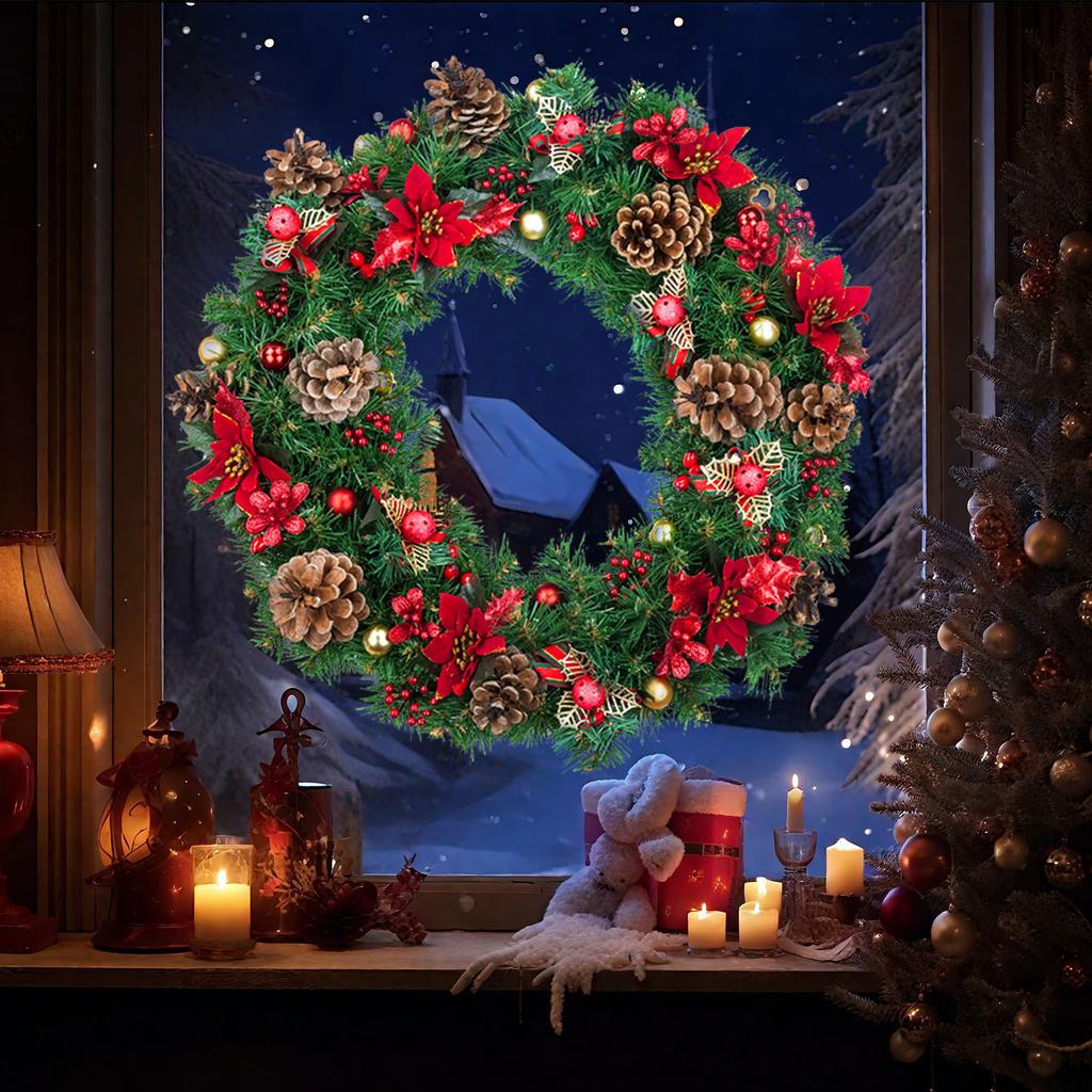 Christmas Wreath Glass Stickers Christmas Tree Festival Decorations Home Beautification Window Showcase Scene Layout Accessories