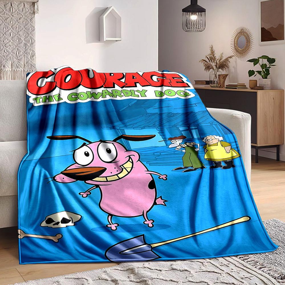 1pc Courage The Cowardly Dog Blanket Versatile for Couch, Office Bed