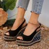 Fashion Peep Toe Wedge Heel Sandals for Women Summer 2024 Fashion Chunky Platform Sandalias Mujer Thick Bottom Espadrille Shoes Woman