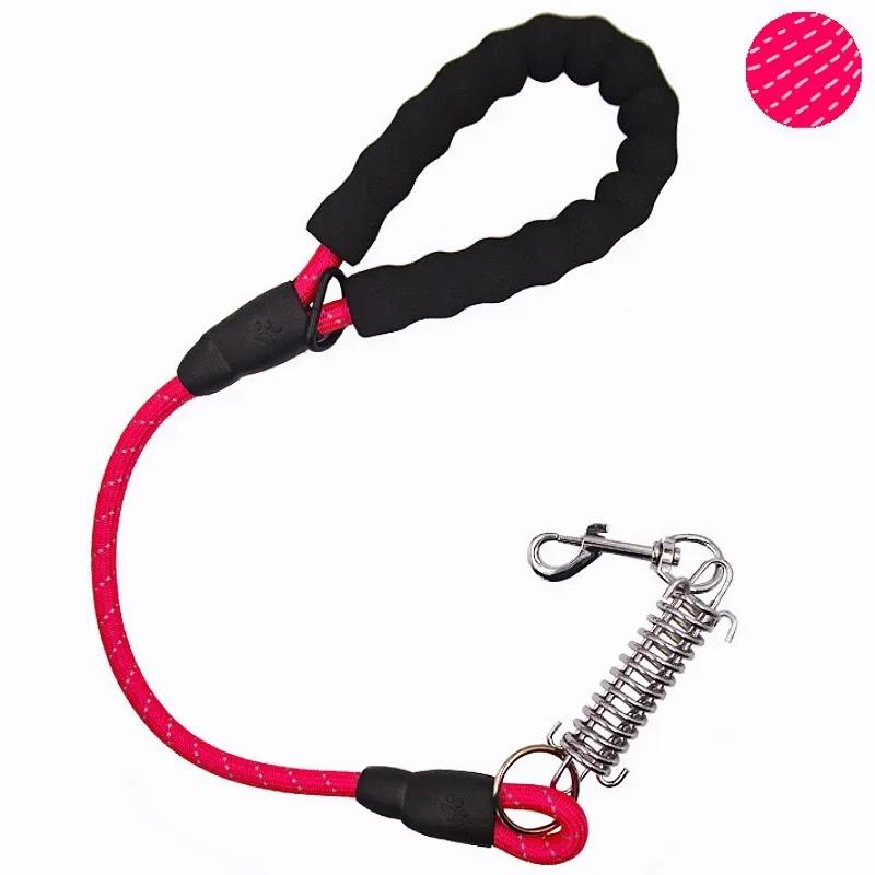 Dog Leash Short Dogs Leashes Stainless Steel Spring Dogs Chain Nylon Reflective Leash for Big Dog Walking 60cm Rope Pet Supplies