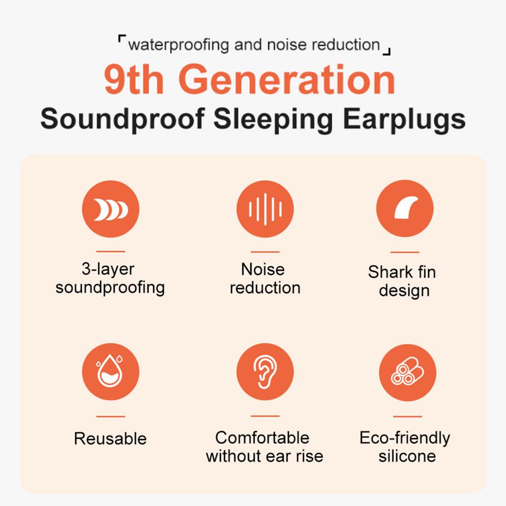 Silicone Noise Reduction Earplug Waterproof for Sleeping Swimming(Black L)