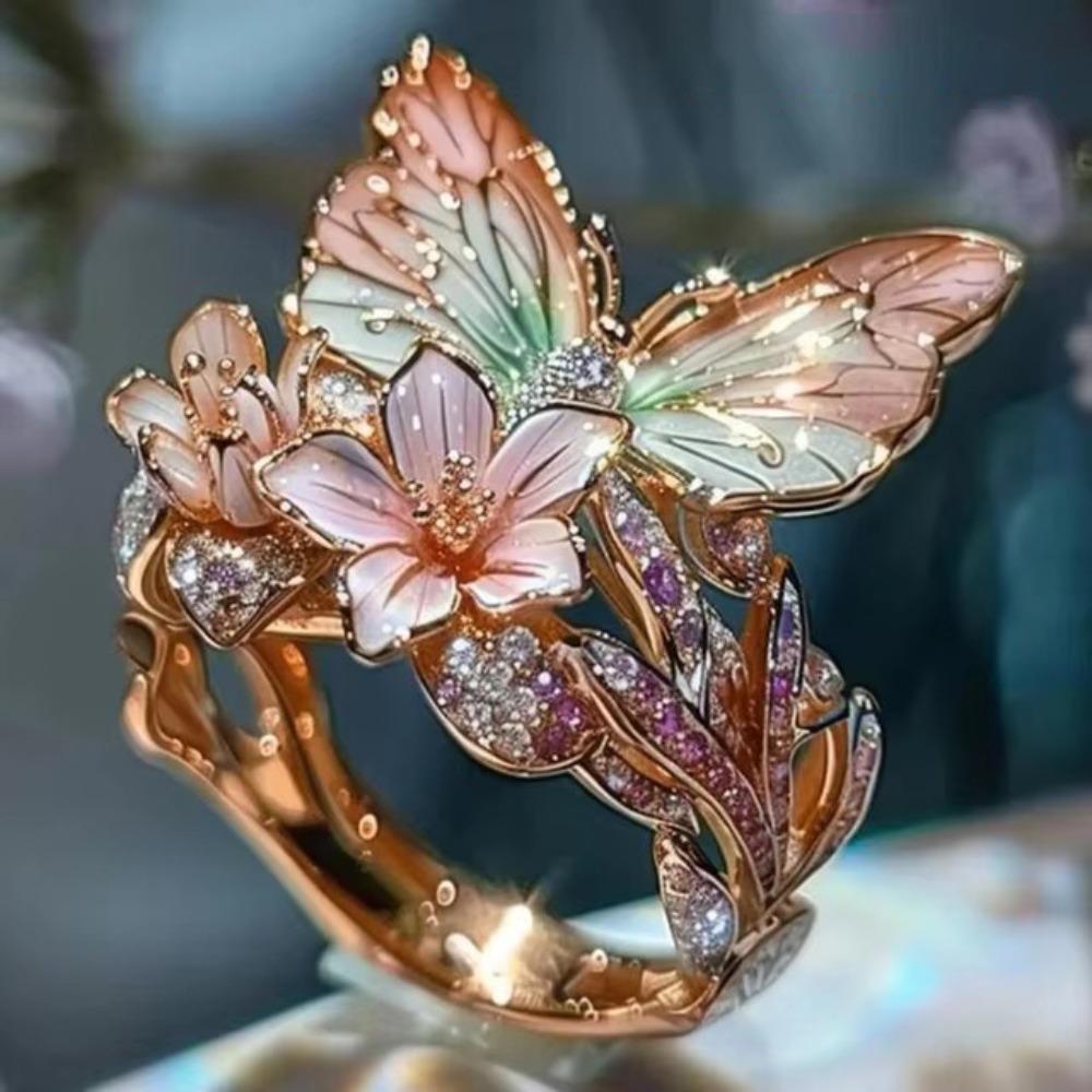 High Quality Jewelry Accessories Butterfly Ring Crafts Non-fading Finger Decorations Gift Open Ring