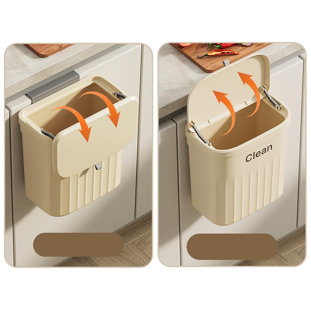 Wall Mounted Trash Can Bin with Lid Waste Bin 8.5/12L Kitchen Hanging Trash Bin Garbage Recycle Dustbin Rubbish Bins