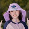 Solar Fan Hat Summer Boys and Girls Sunshade Sunscreen Hat Outdoor Outing Big Brim Shawl Neck Protector Bucket Hat