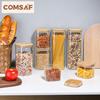 ComSaf Pasta Case 2100ml Square Pasta Storage Container Glass Canister Airtight Pasta Container Storage Jar Sealed Jar Food Storage Container with