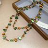 Двухслойное зеленое разноцветное ожерелье из бусин, винтажное ожерелье-цепочка с жемчугом, женское, для пляжной вечеринки, повседневной носки, аксессуары, подарок