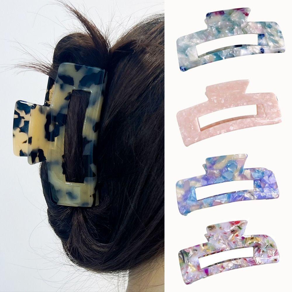 French Style Acetic Acid Hair Clip Colorful Shark Clip Rectangular Hollow Hair Claw  Female