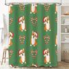 Зеленые душевые шторы на рождественскую тематику с милыми дизайнами корги, праздничный домашний декор для ванной! (128 символов)