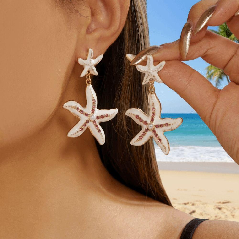 Drop Style Starfish Dangle Earrings Elegant Pendant Earrings Fashion Earrings  Women Wear
