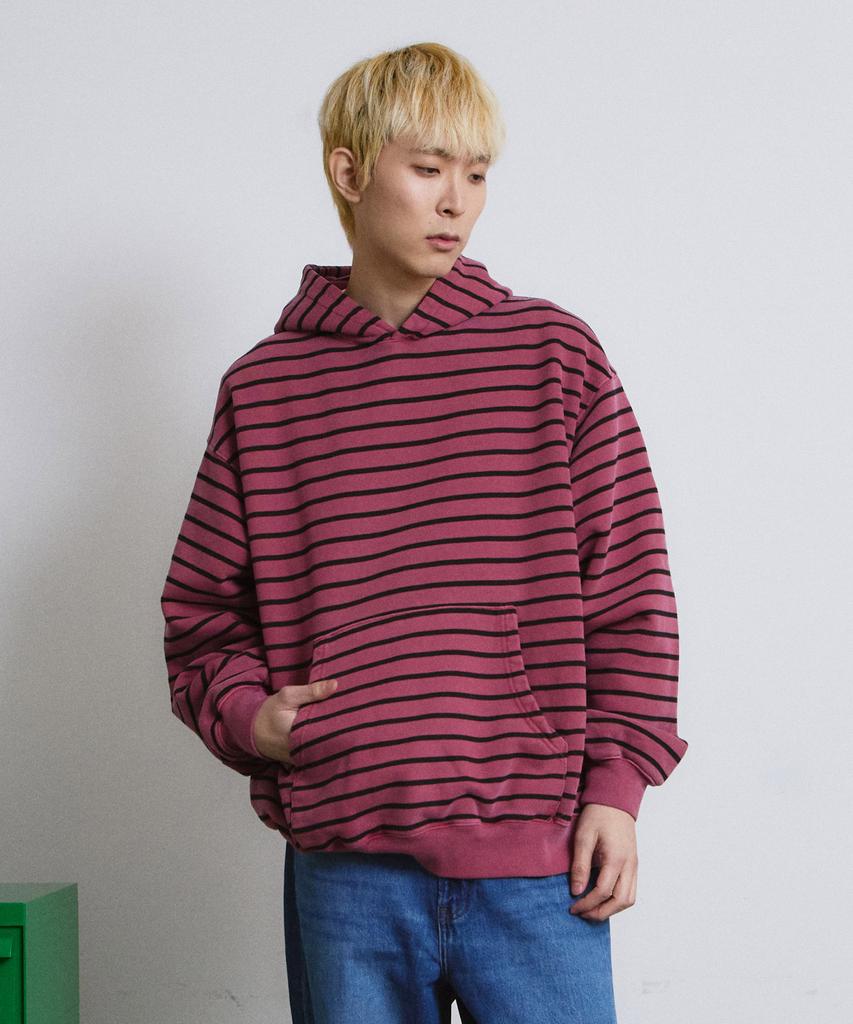 PIGMENT Daily Stripe Hoodie (Burgundy)