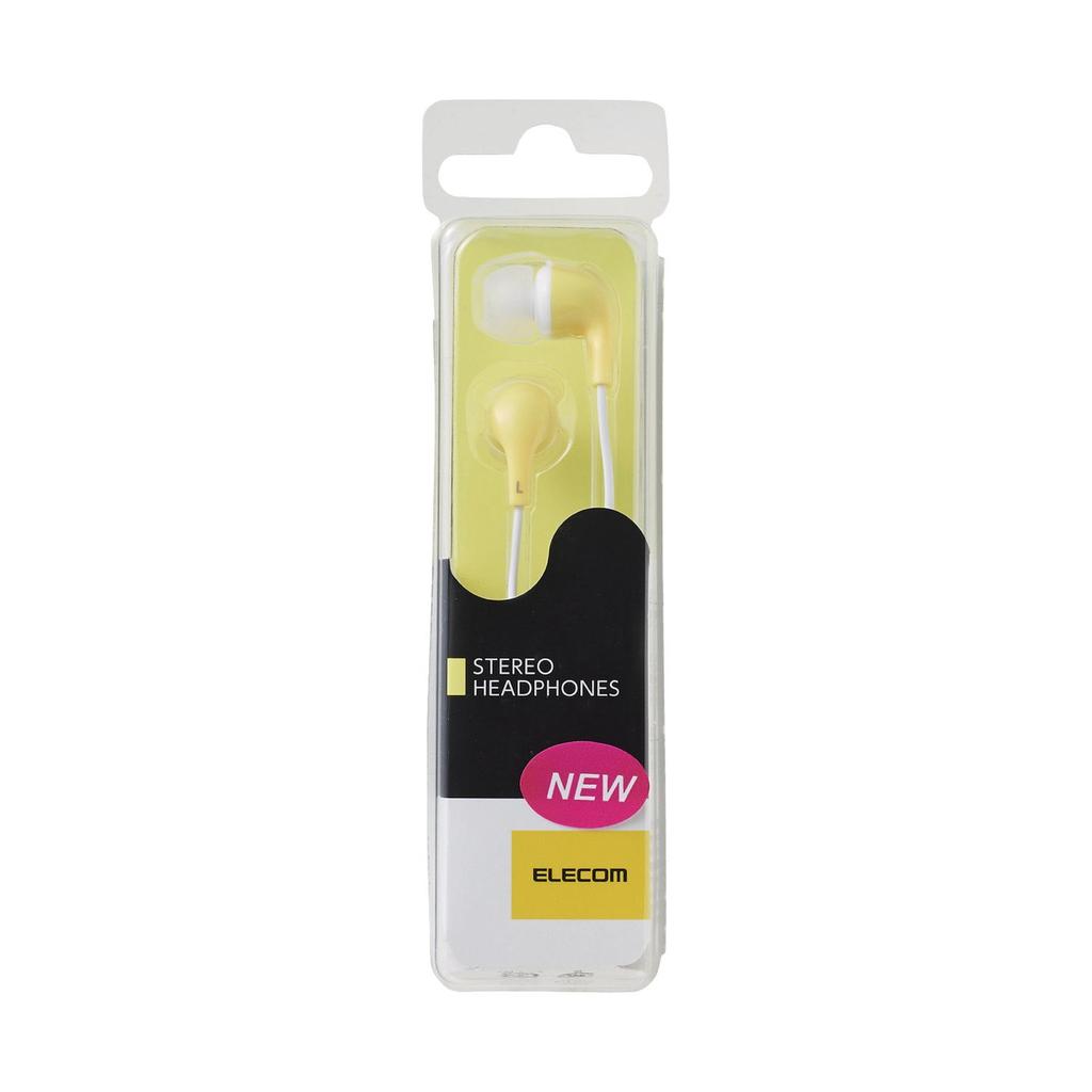 ELECOM CN300 Stereo Balanced Sound Quality and Crisp Headphones, In-Ear, Bass, Yellow, EHP-CN300AYL