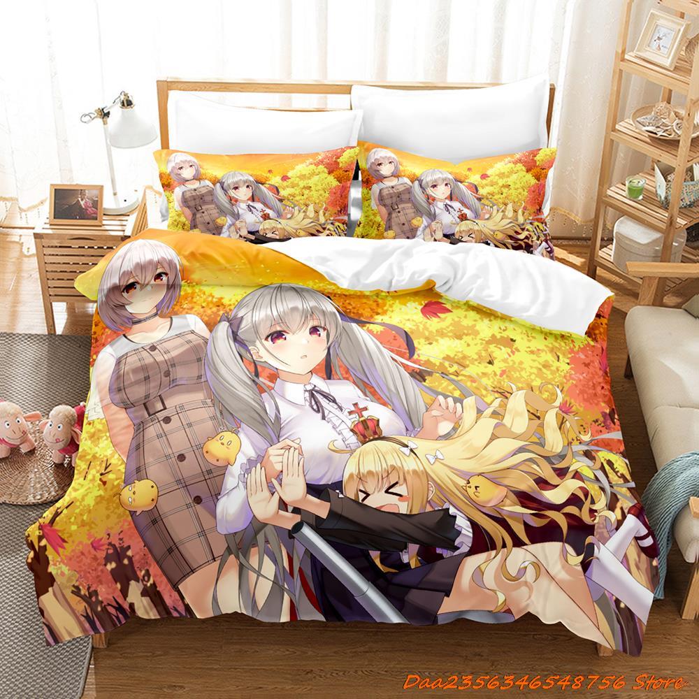 Comforter Sexy Azur Lane Sirius Bedding Set Cartoon Anime Three-Piece Set Adult Kid Bedroom Duvet Sets 3D Kawaii Girl Game Bed Set