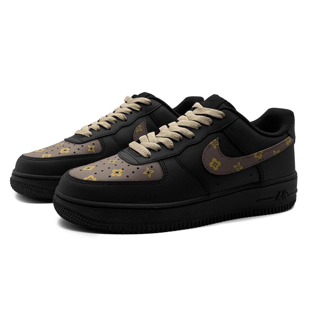 Nike Air Force 1 Luxury Design Leather Abrasion Resistant Slip Resistant Low top Skateboard Shoes Men's Black Brown CW2288-001(Team430-)