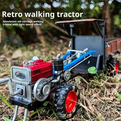 Винтажная модель трактора из сплава со звуковым светом, подвижная задняя каретка, литая под давлением ферма, грузовик, автомобиль, игрушка, украшение для рабочего стола, подарок для малышей, мальчиков и девочек