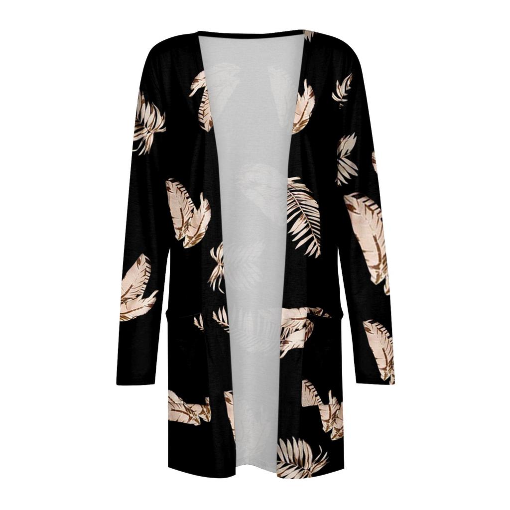 Женская модная свободная повседневная однотонная куртка-кардиган с карманами и длинными рукавами, топы