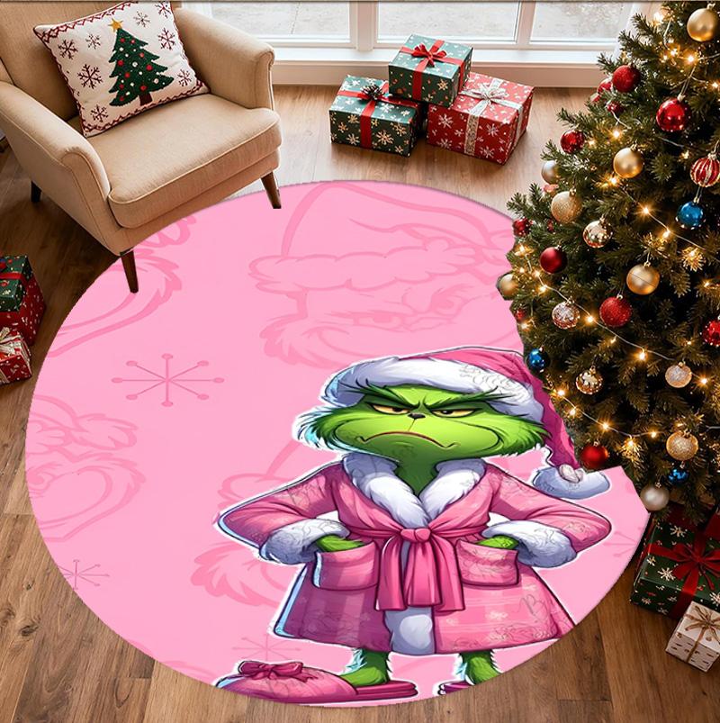 The Grinch Pattern Round Rug, Indoor/Outdoor Mat, for Picnic, Gameroom, Bedroom, Office, Living Room, Home Decor Carpet, Birthday Gift