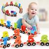 Children's Wooden Digital Train Assembly Combination Early Childhood Education Wooden Traction Intelligence Building Block Toy Car