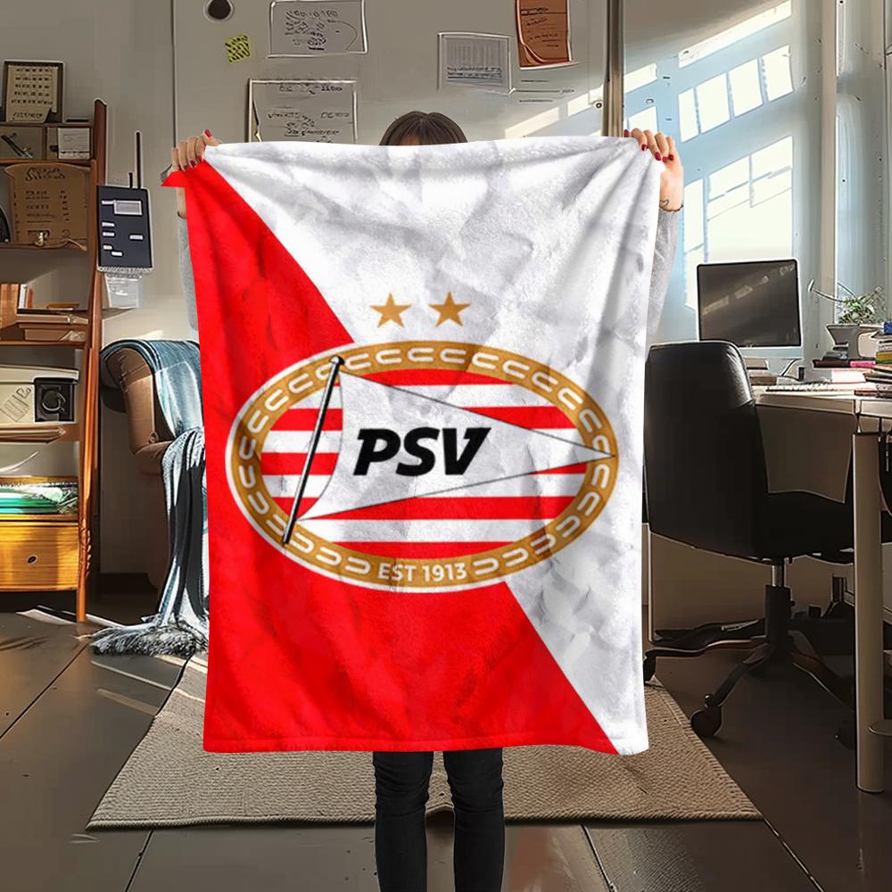 1Pc PSV Eindhoven Print Flannel Blanket, High quality Comfortable for All Seasons, Home Decor, Warmth and Comfort, Perfect for Christmas GiftS