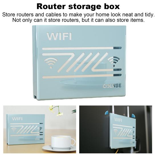 Wall Mount WiFi Router Box Modern Hollow Heat Dissipation Multi-functional TV Set-top Box Storage Holder Organizer Rack Home Supplies